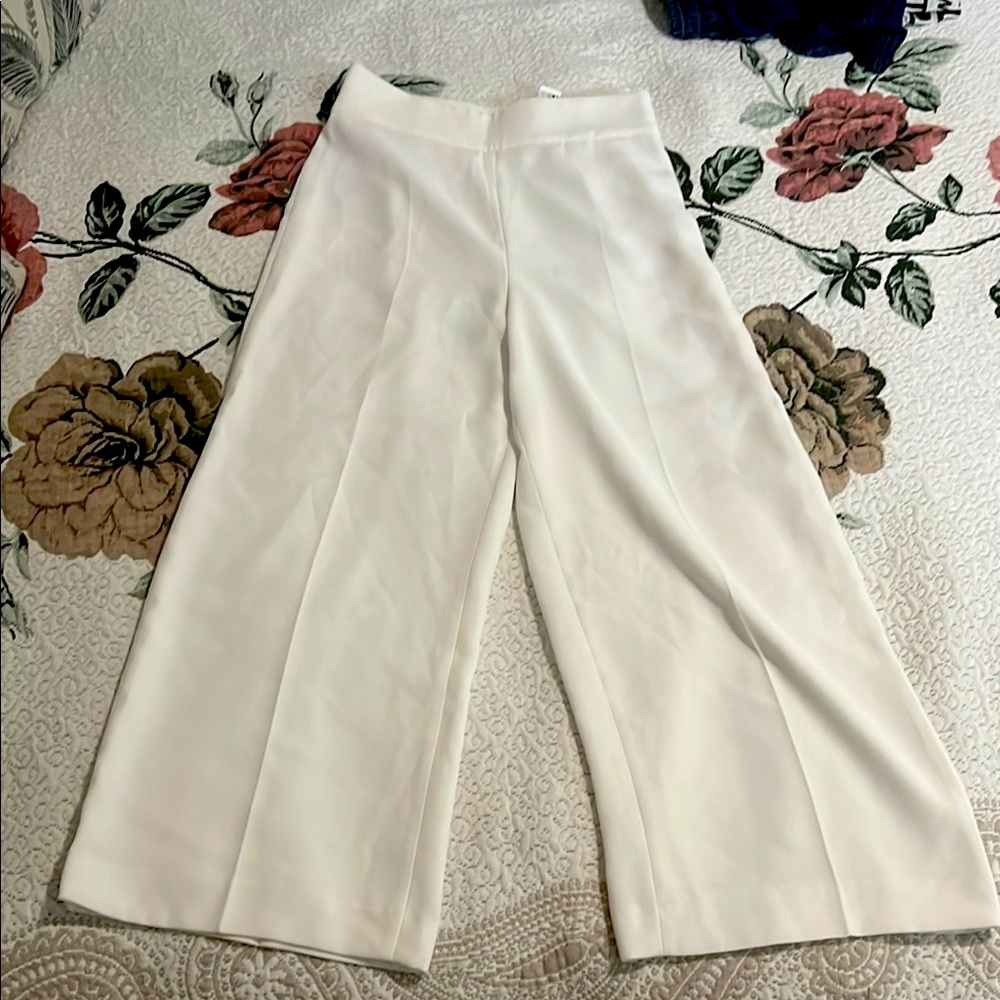 Zara White Wide Leg Pants High Waisted